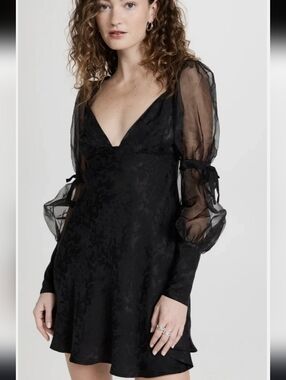 for love and lemons gabrielle puff sleeve mini dress For Love & Lemons Gabrielle Puff Sleeve Mini Dress in Black
